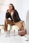 V-Neck Long Sleeve Jacquard Panel Button Soft Textured Cardigan Straight Pipe Leg Pants Double Knitwear Suit - 4