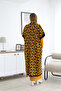 Turtleneck Long Sleeve Ribbed Stripe Patterned Dress Jacquard Paneled Ankle Length Vest Double Knitwear Set - 2