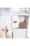 FFD Modern White Tall Bathroom Cabinet with Toilet Paper Storage Drawer - Sleek Corner Design - 4
