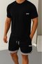 Men's Black Slim Fit Oval Skirt Tshirt Black Extraforlu Shorts No601 Printed Set - 2