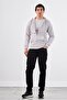 Men's Regular Fit Hooded Light Gray Sweatshirt - 2