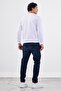 Men's Regular Fit Crew Neck White Sweatshirt - 5