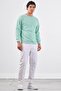 Men's Regular Fit Crew Neck Mint Green Sweatshirt - 4