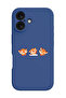 iPhone 16 Blue Protective Liquid Silicone Shockproof Case - Cute tiger