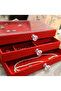 Red Jewelry Box with 3 Tier Velvet Drawers - 6