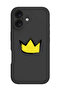 iPhone 16 Black Protective Liquid Silicone Shockproof Case - Yellow Crown