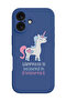 iPhone 16 Blue Protective Liquid Silicone Shockproof Case - Happiness is believing