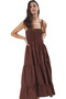 Women's Maxi Dress Terrycotton Fabric Square Collar Summer Casual and Special Occasions Quality Material