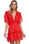 Women's Mini Beach Dress V-Neck Brode Detailed Cotton Summer Casual Use Quality Material