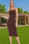 Women's Midi Length Bodycon Dress with Thin Straps Degaje Collar Comfortable Stylish Daily Summer Essential - 3