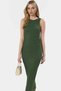 Women's Midi Length Knitted Dress Crew Neck Lined Bodycon Fit Casual Style Quality Material - 3
