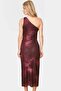 Women's One Shoulder Midi Dress Knitted Tulle Fabric Modern Style Evening Invitations Summer Months Indispensable - 4