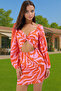 Women's Mini Dress Abstract Pattern Balloon Sleeve Cotton Summer Beach Daily Use Modern Design - 3