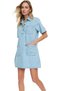 Women's Denim Shirt Dress Short Sleeve Mini Length Cotton Daily Use Summer Indispensable