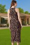 Women's Leopard Print Midi Evening Dress Halter Neckline Bodycon Tulle Special Occasions Daily Use - 5