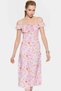 Women's Floral Print A-Line Midi Dress Shally Woven Summer Casual Summer Indispensable - 3