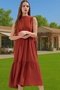 Women's Midi Length Shift Dress Floor Design Woven Fabric Casual Chicness Summer Essential - 4