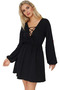 Women's Mini Beach Dress Linen Blend Long Sleeve V Neck Summer Casual Summer's Must Have