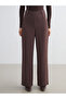 Brown Wide Leg Pleated Women's Trousers - 3