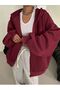 Burgundy Plain Zippered Hoodie Unisex Cardigan