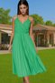 Women's Pleated Midi Dress Floral Print V Neck Thin Strap Summer Casual Summer Essential - 4