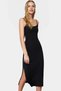 Women's Midi Length Knitted Dress Cut Out Detail Slit Bodycon Mold Summer Essential - 4