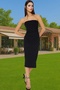 Women's Midi Length Strapless Evening Dress Dress Finike Woven Stone Detail for Special Occasions Daily Use - 3