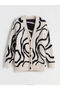Ecru V-Neck Patterned Women's Knitwear Cardigan - 5