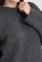 Oversize Basic Uzun Kadın Gri Kazak - 7