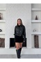New Season Belted Oversize Crop Leather Jacket - 5