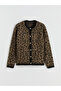 Create Your Style with Uzg Store |   Crew Neck Leopard Patterned Women's Knitwear Cardigan - 5