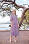 Women's Patterned Three Quarter Sleeve Shirt Collar Dress 25018
