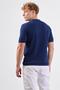 Men's slim fit polo collar navy blue knit t-shirt - 3