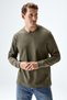 0544 Men's Green Color Long Sleeve Waffle T-Shirt