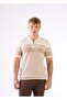 Men's Slim Fit Polo Neck Beige Knitwear T-Shirt - 4