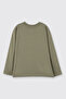 Boy's Long Sleeve Khaki T-Shirt with Fabric Detail on the Shoulders - 7