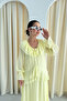 Yellow Balloon Sleeve Chest Ruffle Dress - 3