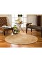 FFD Natural Jute Round Rug, Handwoven Rug for Bedroom, Kitchen, Entryway, Living Room 120cm