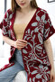 V-Neck Unlined Jacquard Panel Floral Patterned Seasonal Knitwear Vest Cardigan - 4