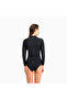 Womens Swim Long Sleeve Rash Guard - Black - 2