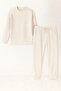 Unisex Beige Waffle Fabric Tracksuit Set – Comfortable Home and Daily Wear