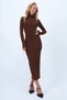 Women's Cinnamon Brown Stand Collar Backless Maxi Length Sandy Dress Alc-X14385 - 3