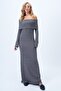 Anthracite Madonnayaka Soft Textured Long Dress Alc-X14380 - 2