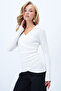 White Shirt Collar Double-Breasted Cut Drape Detailed Ottoban Blouse Alc-X14344