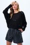 Black Crew Neck Bow Detailed Knitwear Blouse Alc-X14373 - 2