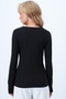 Women's Black U-Neck Pocket Cover Accessory Detailed Ottoban Blouse Alc-X14347 - 6