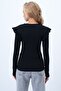 Black Crew Neck Ruffle Sleeve Stone Embroidered Camisole Blouse Alc-X14386 - 5