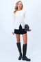 Women's White Crew Neck Front Slit Button Detailed Ottoban Blouse Alc-X14345 - 2