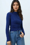 Women's Navy Blue Sandy Blouse with Draped Detail at Waist and Shoulder Alc-X14376 - 2