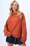 Women's Cinnamon Wide Stand Collar Self Textured Low Sleeve Oversize Blouse Alc-X14369 - 4